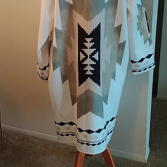 Aztec print open coat jacket size small - Picture 7 of 9